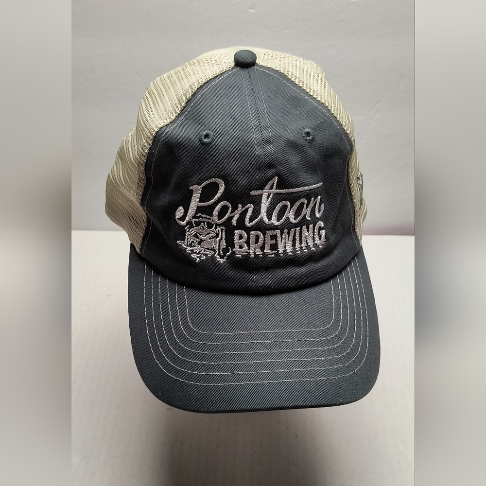 Pontoon Mesh Trucker Hat Cap Men's Brewing One Size Grey/Tan Casual - Picture 6 of 8